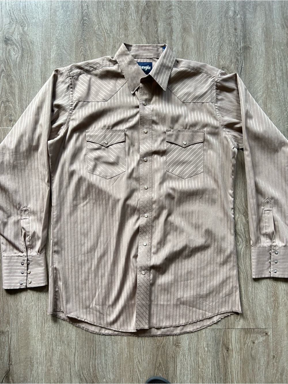 Wrangler Men's Light Brown Pinstripe Western Shirt